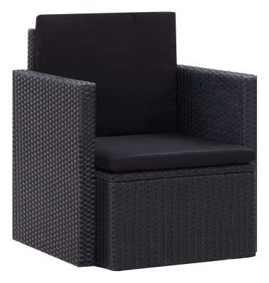  Sodo kėdė su pagalvėlėmis, juodos spalvos, poliratanas - Lauko kėdės - 1