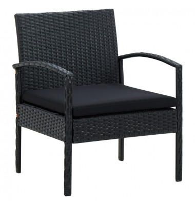  Sodo kėdė su pagalvėle, juodos spalvos, poliratanas - Lauko kėdės - 1