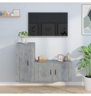  TV spintelių komplektas, 2 dalių, betono pilkas, mediena - TV spintelės - 1