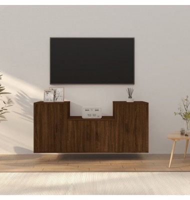  TV spintelių komplektas, 3 dalių, rudas ąžuolo, mediena - TV spintelės - 1