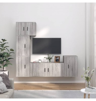  TV spintelių komplektas, 5 dalių, pilkas ąžuolo, mediena - TV spintelės - 1