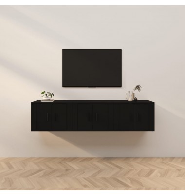  Sieninės televizoriaus spintelės, 3vnt., juodos, 57x34,5x40cm - TV spintelės - 1