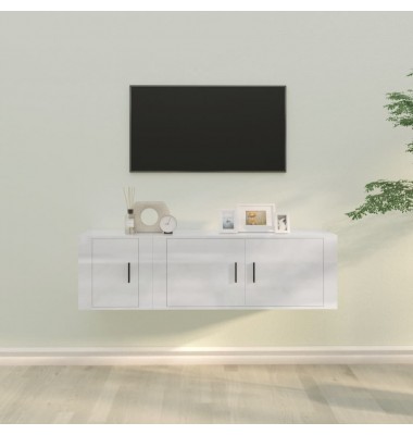  TV spintelių komplektas, 2 dalių, baltas, mediena, blizgus - TV spintelės - 1