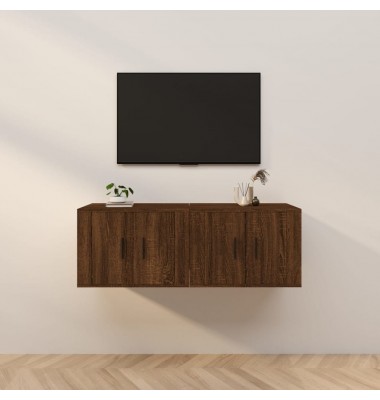  Sieninės TV spintelės, 2vnt., rudos ąžuolo, 57x34,5x40cm - TV spintelės - 1