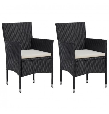  Sodo valgomojo kėdės, 2 vnt., juodos spalvos, poliratanas - Lauko kėdės - 1