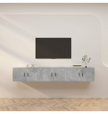  Sieninės TV spintelės, 3vnt., betono pilkos, 80x34,5x40cm - TV spintelės - 1