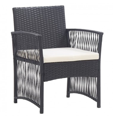  Sodo krėslai su pagalvėlėmis, 2vnt., juodi, poliratanas - Lauko kėdės - 2