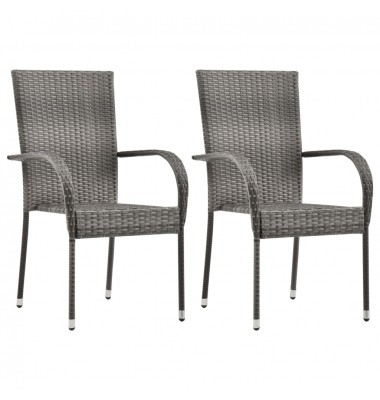  Sudedamos lauko kėdės, 2vnt., pilkos spalvos, poliratanas - Lauko kėdės - 1