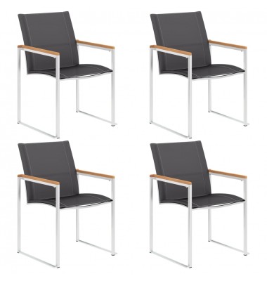  Sodo kėdės, 4vnt, pilkos, tekstilenas ir nerūdijantis plienas - Lauko kėdės - 1