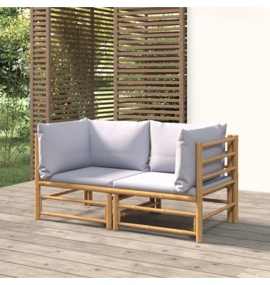 Kampinės sodo sofos dalys su pagalvėlėmis, 2vnt., bambukas - Moduliniai lauko baldai - 1