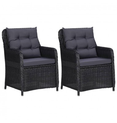  Sodo kėdės su pagalvėlėmis, 2 vnt., juodos spalvos, poliratanas - Lauko kėdės - 1