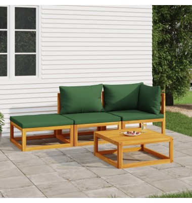  Sodo komplektas su žalios spalvos pagalvėlėmis, 4dalių, mediena - Lauko baldų komplektai - 1