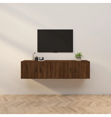  Sieninės TV spintelės, 2vnt., rudos ąžuolo, 80x34,5x40cm - TV spintelės - 1