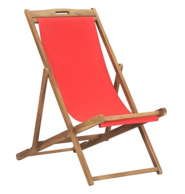  Sulankstoma paplūdimio kėdė, raudona, tikmedžio masyvas - Lauko kėdės - 1