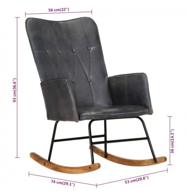  Supama kėdė, pilkos spalvos, tikra oda - Supamos kėdės - 9