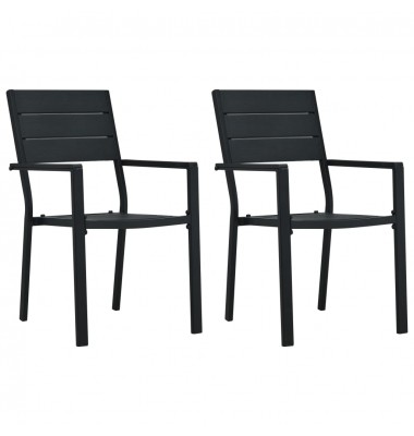  Sodo kėdės, 2vnt., juodos spalvos, HDPE, medienos imitacija - Lauko kėdės - 1
