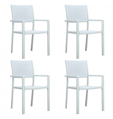  Sodo kėdės, 4vnt., baltos spalvos, plastikas, ratano imitacija - Lauko kėdės - 1