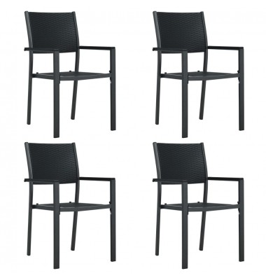  Sodo kėdės, 4vnt., juodos spalvos, plastikas, ratano imitacija - Lauko kėdės - 1