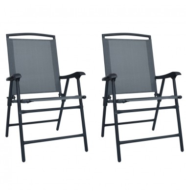  Sulankstomos sodo kėdės, 2vnt., pilkos spalvos, tekstilenas - Lauko kėdės - 1