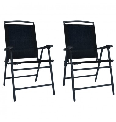  Sulankstomos sodo kėdės, 2vnt., juodos spalvos, tekstilenas - Lauko kėdės - 1