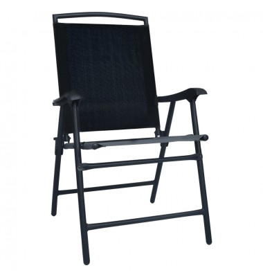  Sulankstomos sodo kėdės, 2vnt., juodos spalvos, tekstilenas - Lauko kėdės - 2