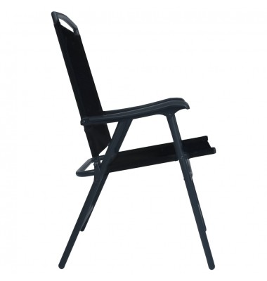  Sulankstomos sodo kėdės, 2vnt., juodos spalvos, tekstilenas - Lauko kėdės - 4