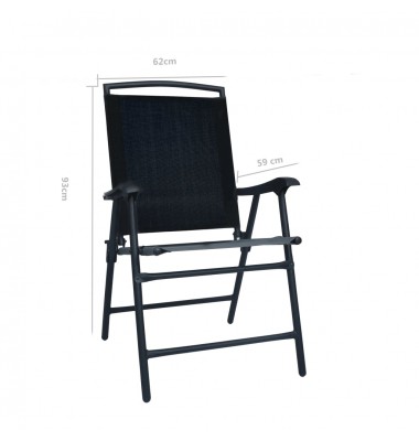  Sulankstomos sodo kėdės, 2vnt., juodos spalvos, tekstilenas - Lauko kėdės - 9