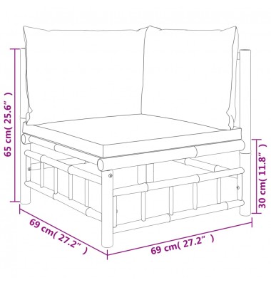  Sodo komplektas su pilkomis pagalvėlėmis, 6 dalių, bambukas - Lauko baldų komplektai - 7
