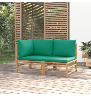  Sodo komplektas su žaliomis pagalvėlėmis, 2 dalių, bambukas - Moduliniai lauko baldai - 1