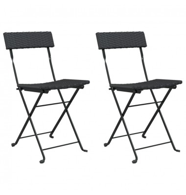  Sulankstomos bistro kėdės, 2vnt., juodos, poliratanas/plienas - Lauko kėdės - 2