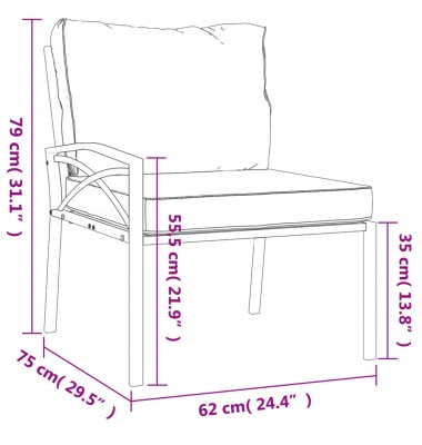  Sodo kėdės su smėlio pagalvėlėmis, 2vnt., 62x75x79cm, plienas - Moduliniai lauko baldai - 9