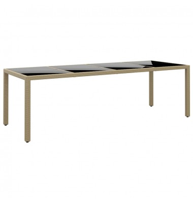  Sodo stalas su stikliniu stalviršiu, smėlio, poliratanas - Lauko stalai, staliukai - 1