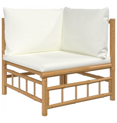 Sodo komplektas su kreminėmis pagalvėlėmis, 7 dalių, bambukas - Lauko baldų komplektai - 4