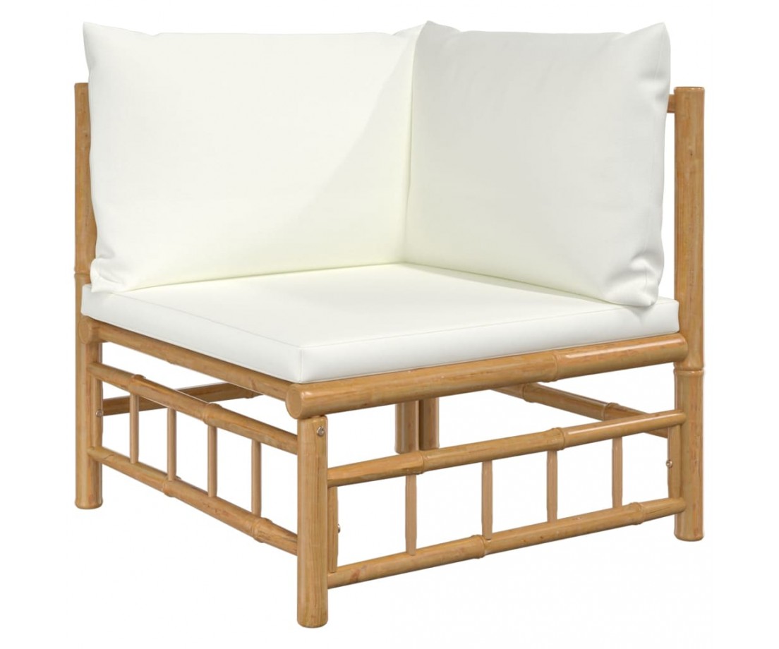  Sodo komplektas su kreminėmis pagalvėlėmis, 7 dalių, bambukas - Lauko baldų komplektai - 4