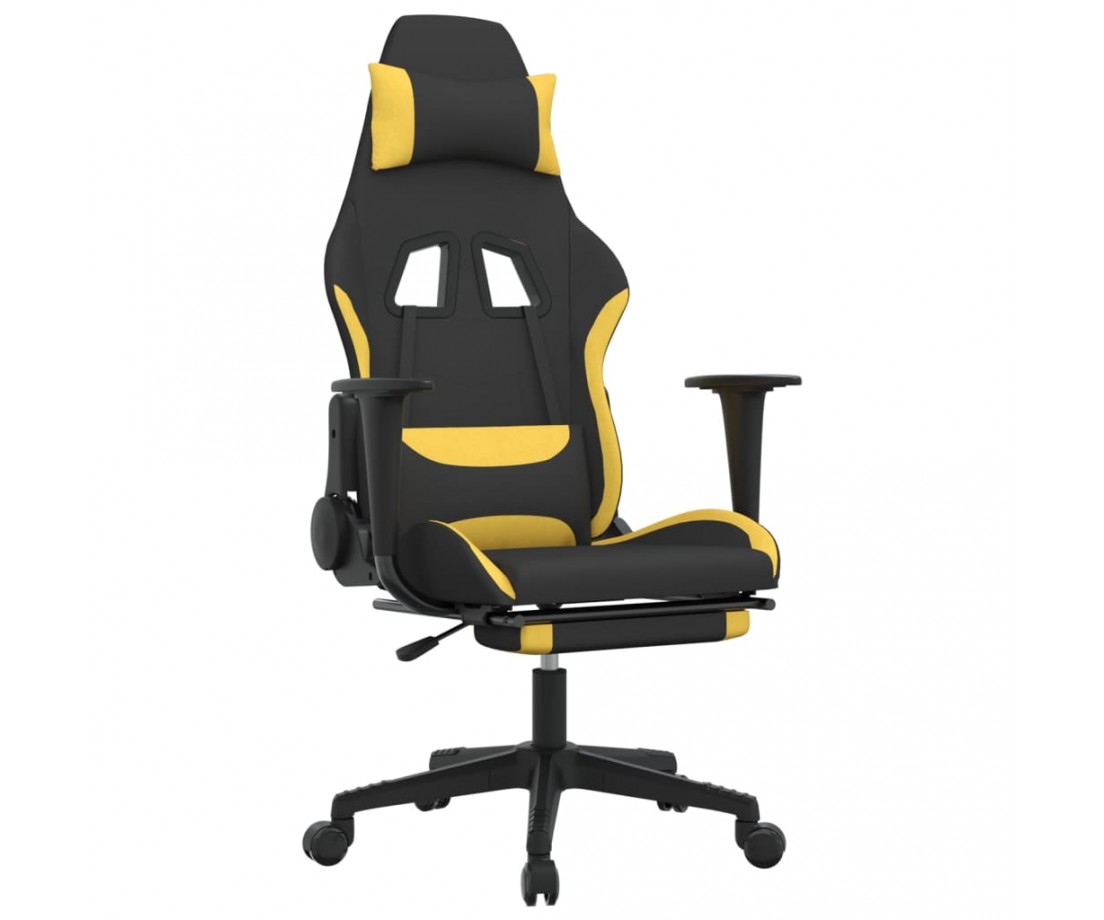  Žaidimų kėdė su pakoja, juodos ir geltonos spalvos, audinys - Žaidimų kėdės - 2
