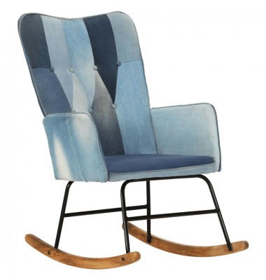  Supama kėdė, mėlynos spalvos, drobė, skiautinio dizaino - Supamos kėdės - 1