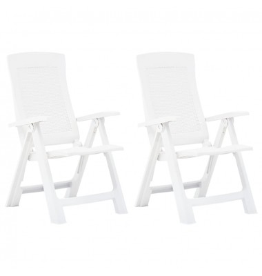  Atlošiamos sodo kėdės, 2vnt., baltos spalvos, plastikas - Lauko kėdės - 1