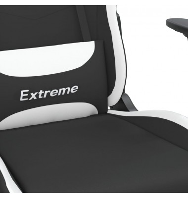  Žaidimų kėdė su pakoja, juodos ir baltos spalvos, audinys - Žaidimų kėdės - 9