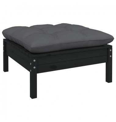  Sodo komplektas su pagalvėmis, 7 dalių, juodas, pušies masyvas - Lauko baldų komplektai - 5