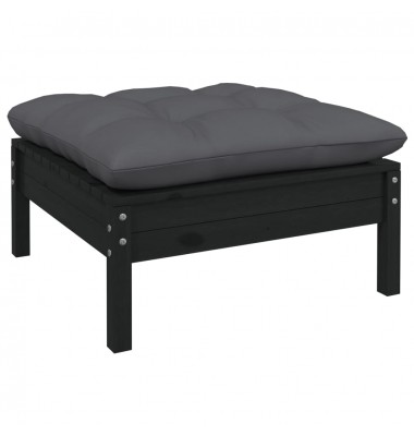  Sodo komplektas su pagalvėmis, 11 dalių, juodas, pušies mediena - Lauko baldų komplektai - 5