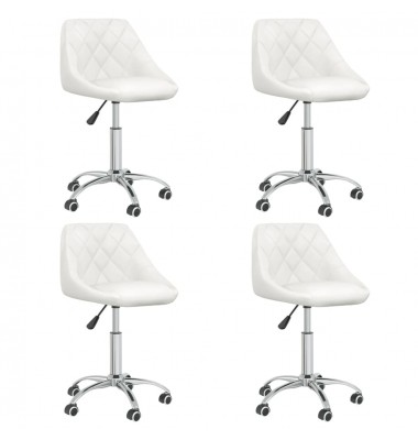 Pasukamos valgomojo kėdės, 4vnt., baltos spalvos, dirbtinė oda - Valgomojo Kėdės - 1