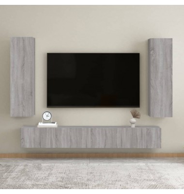  Sieninės TV spintelės, 2vnt., pilkos ąžuolo, 30,5x30x110cm - TV spintelės - 1