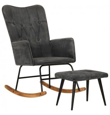  Supama kėdė su pakoja, juodos spalvos, drobė, vintažinė - Supamos kėdės - 1