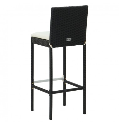  Baro taburetės su pagalvėlėmis, 6vnt., juodos, poliratanas - Baro kėdės - 6