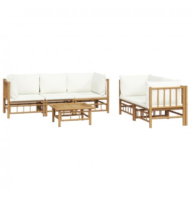  Sodo komplektas su kreminėmis pagalvėlėmis, 6 dalių, bambukas - Lauko baldų komplektai - 3