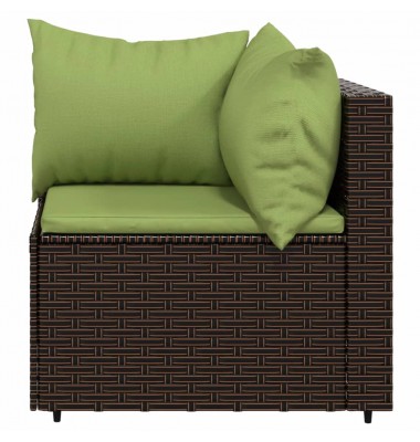  Sodo komplektas su pagalvėlėmis, 3 dalių, rudas, poliratanas - Lauko sofos, lovos - 5