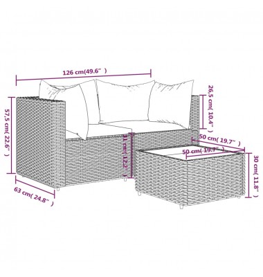  Sodo komplektas su pagalvėlėmis, 3 dalių, rudas, poliratanas - Lauko sofos, lovos - 9