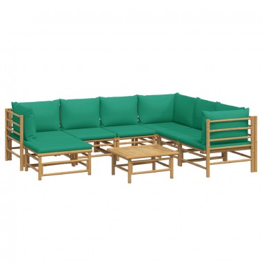  Sodo komplektas su žaliomis pagalvėlėmis, 8 dalių, bambukas - Lauko baldų komplektai - 3