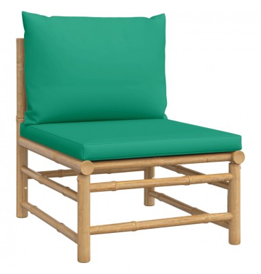  Sodo komplektas su žaliomis pagalvėlėmis, 8 dalių, bambukas - Lauko baldų komplektai - 5