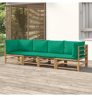  Sodo komplektas su žaliomis pagalvėlėmis, 4 dalių, bambukas - Lauko baldų komplektai - 1